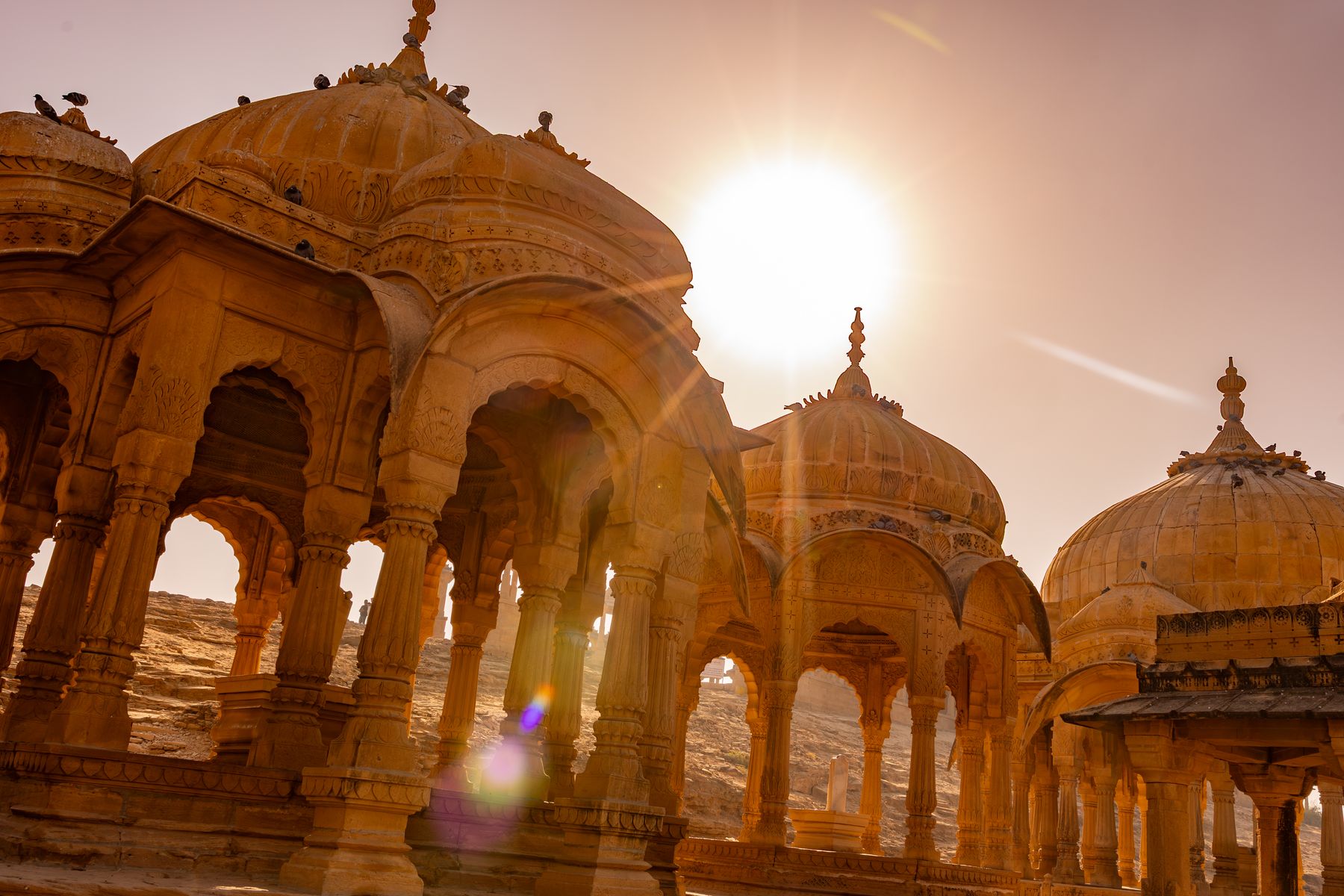 Bada Bagh Cenotaphs In Sun Flare